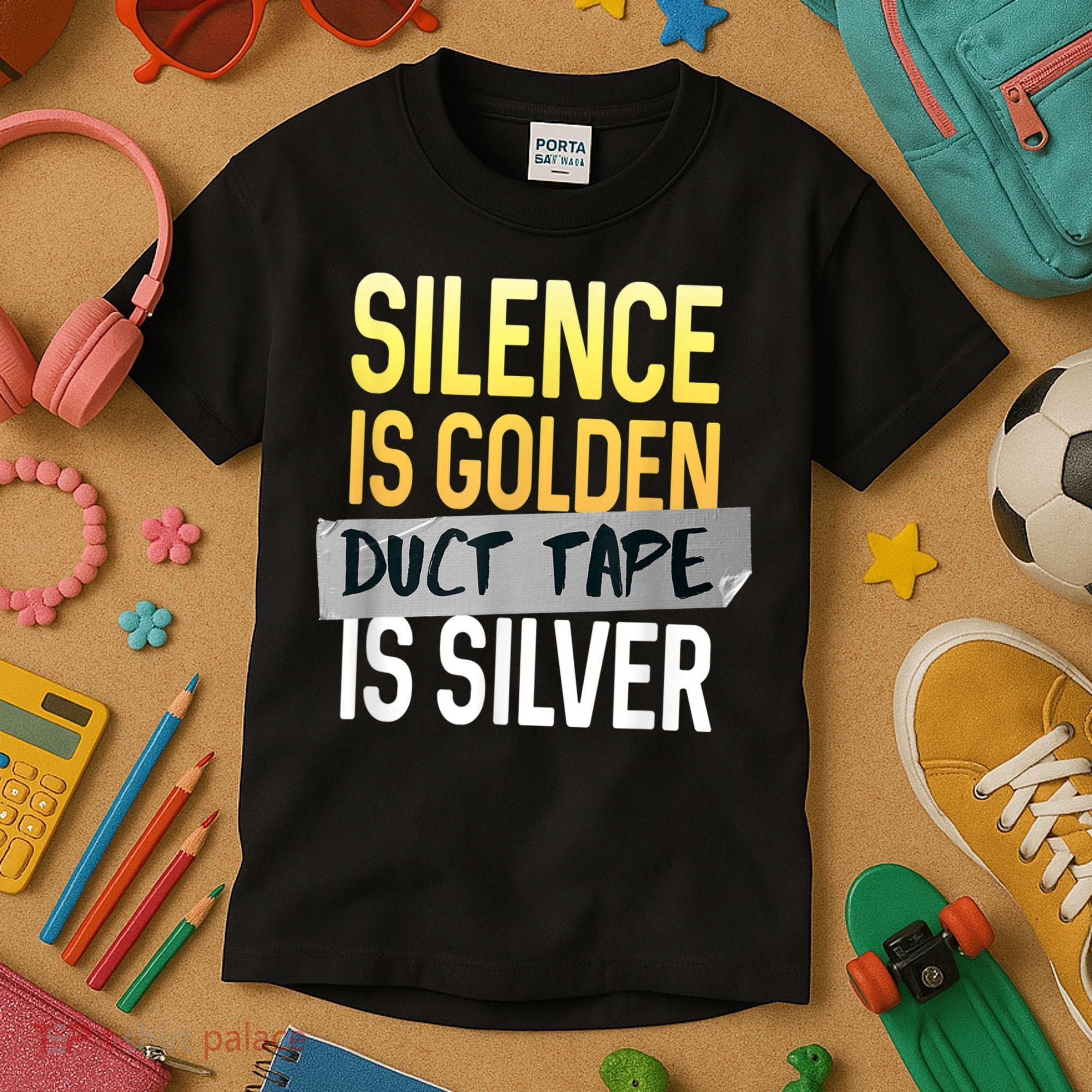 Silence Is Golden Duct Tape Is Silver Funny Sarcasm Kids T-Shirt