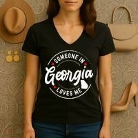 Someone In Georgia Loves Me Women's V-Neck T-Shirt thumb 3