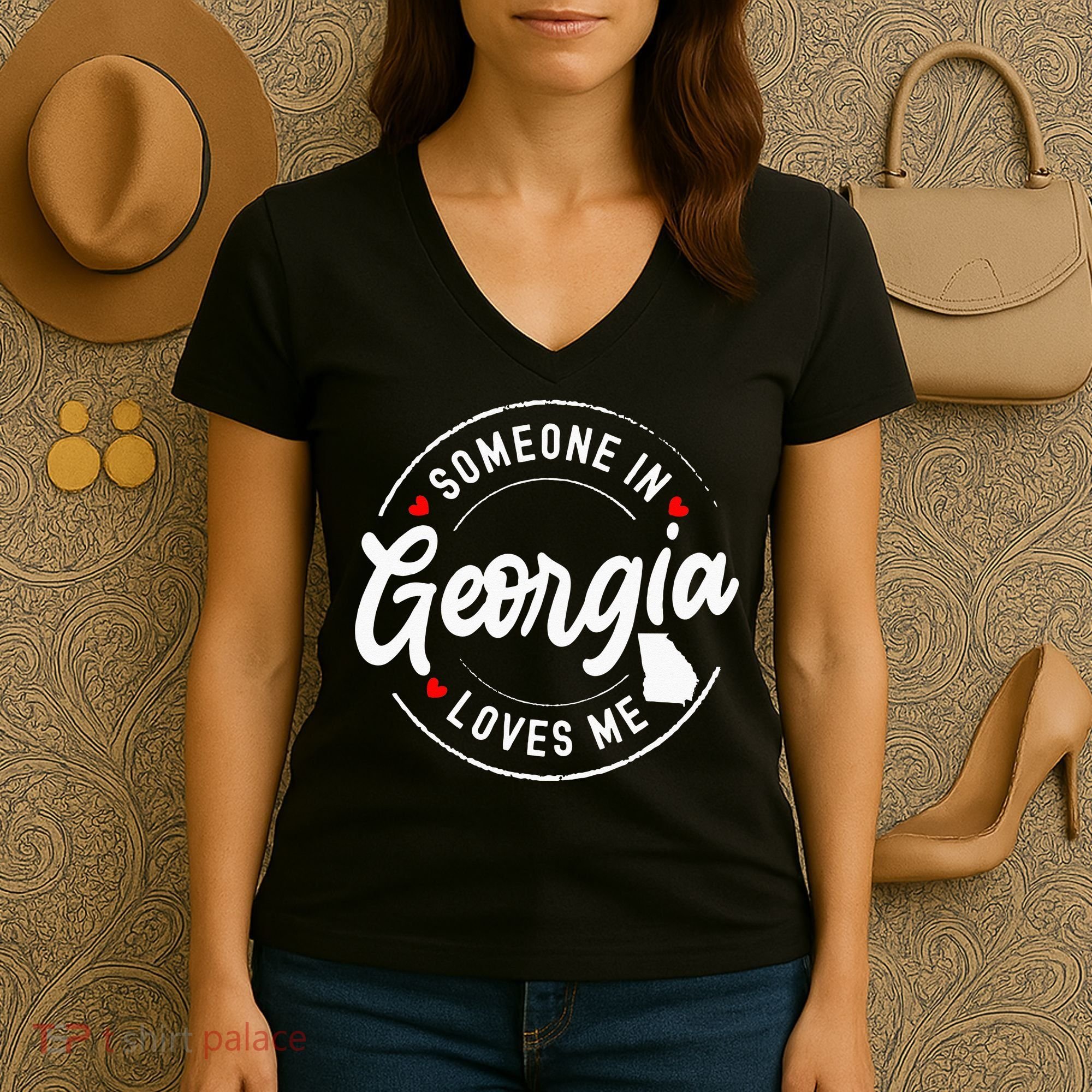 Someone In Georgia Loves Me Women's V-Neck T-Shirt