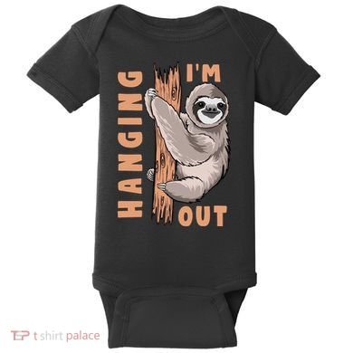 Sloth Im Hanging Out Baby Bodysuit