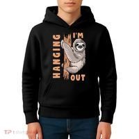Sloth Im Hanging Out Kids Hoodie thumb 4