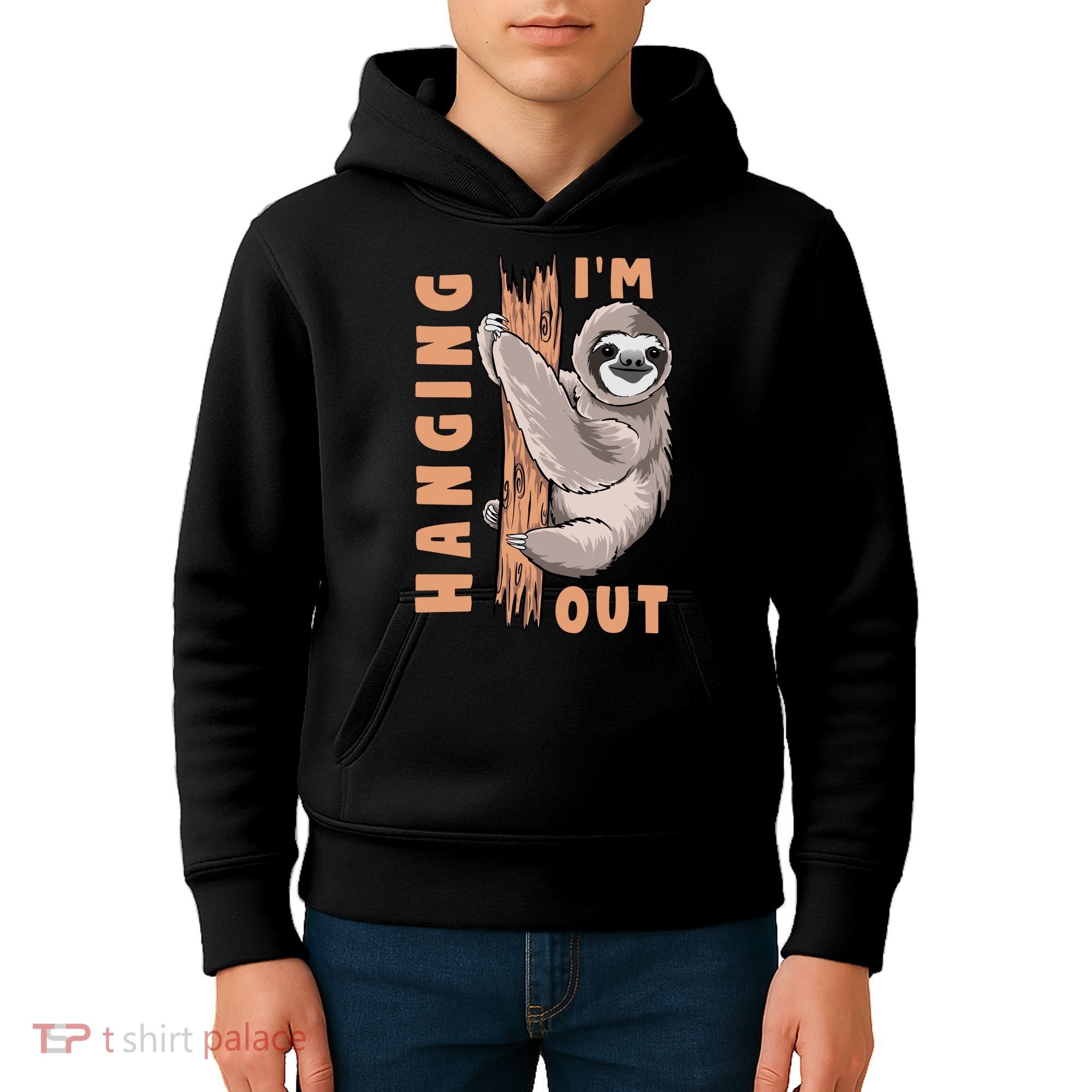 Sloth Im Hanging Out Kids Hoodie