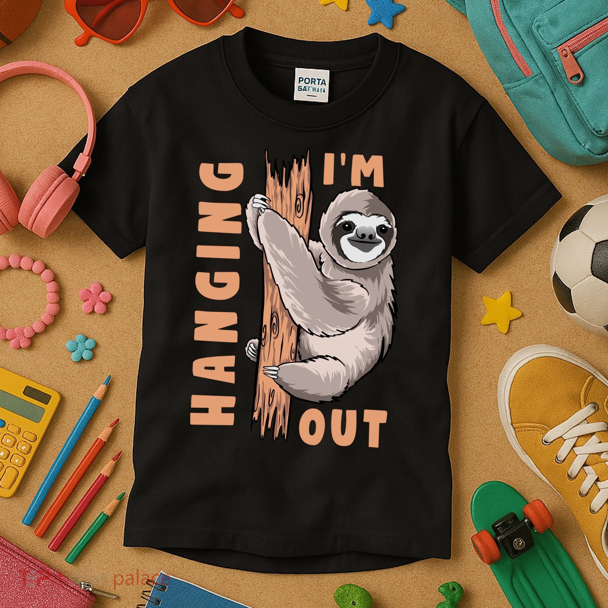 Sloth Im Hanging Out Kids T-Shirt