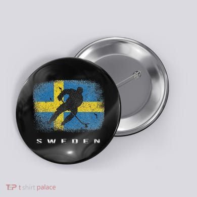 Sweden Ice Hockey Swedish Flag Button