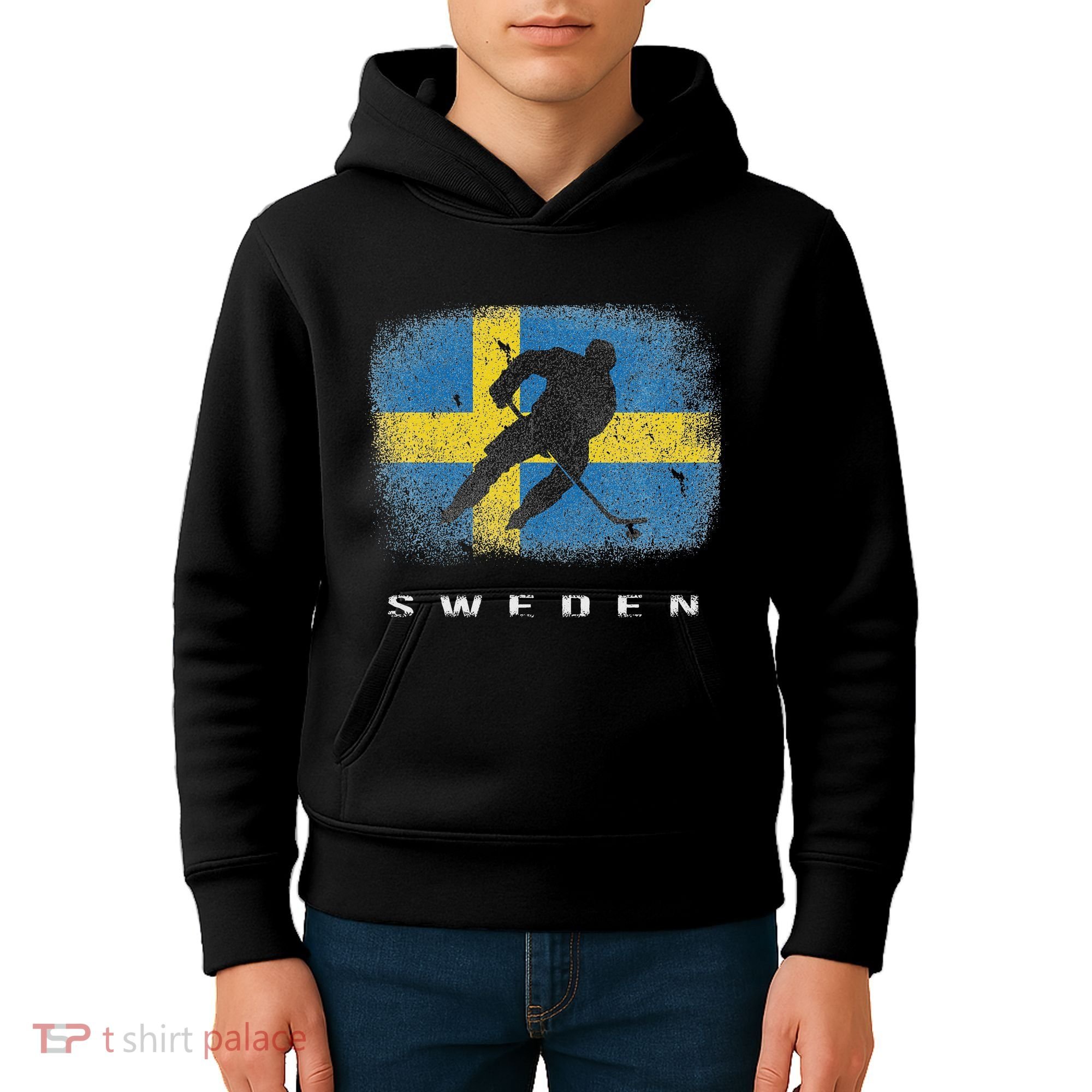 Sweden Ice Hockey Swedish Flag Kids Hoodie