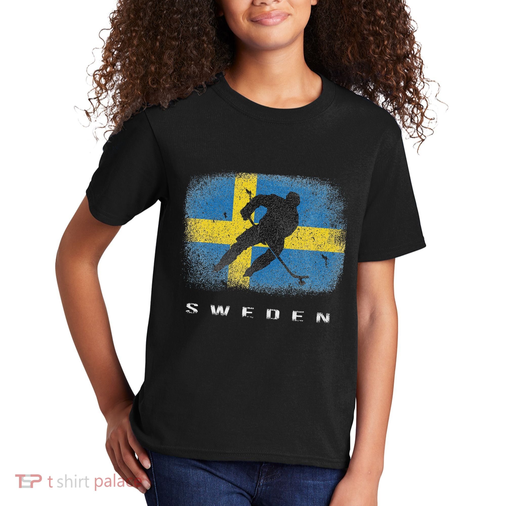 Sweden Ice Hockey Swedish Flag Kids T-Shirt