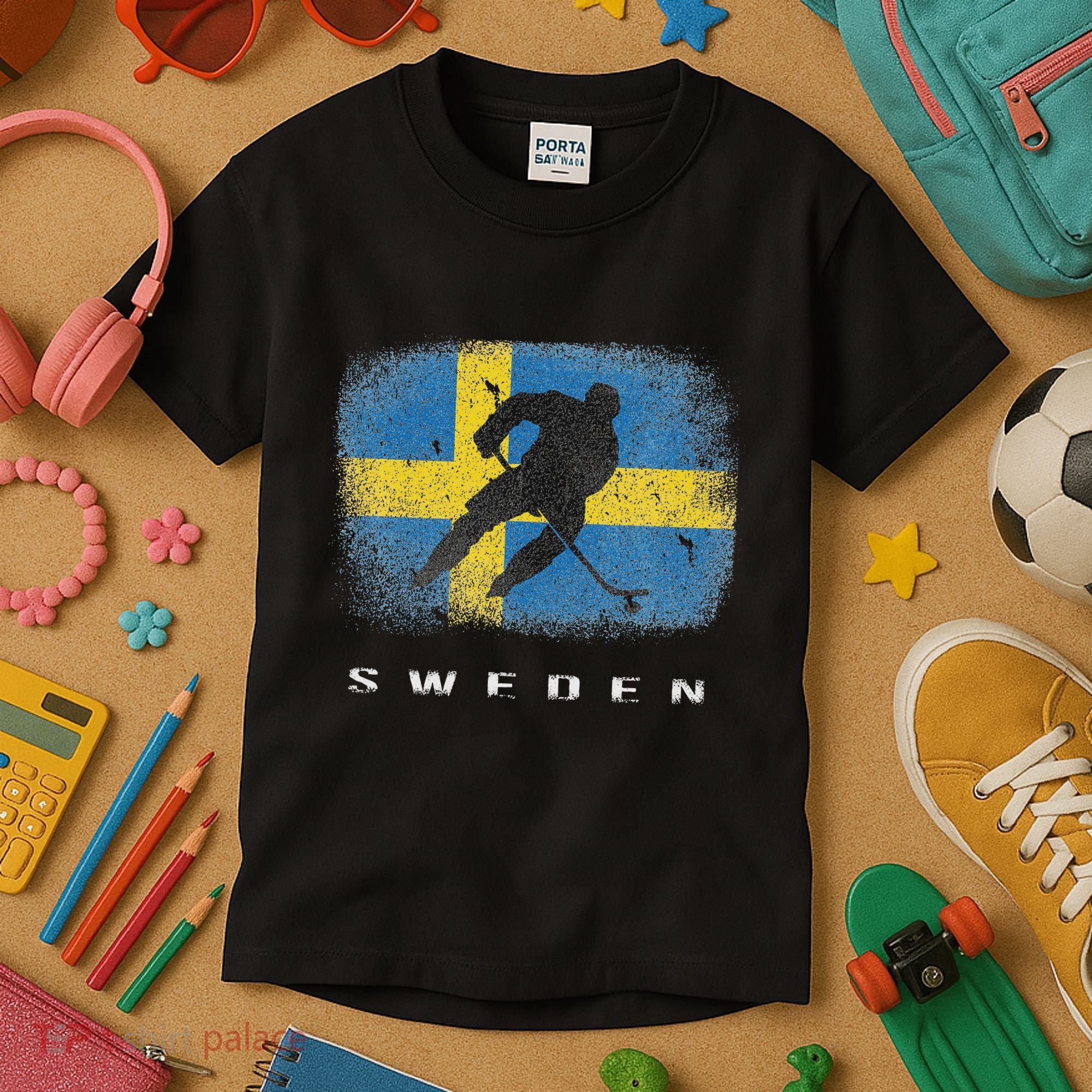 Sweden Ice Hockey Swedish Flag Kids T-Shirt