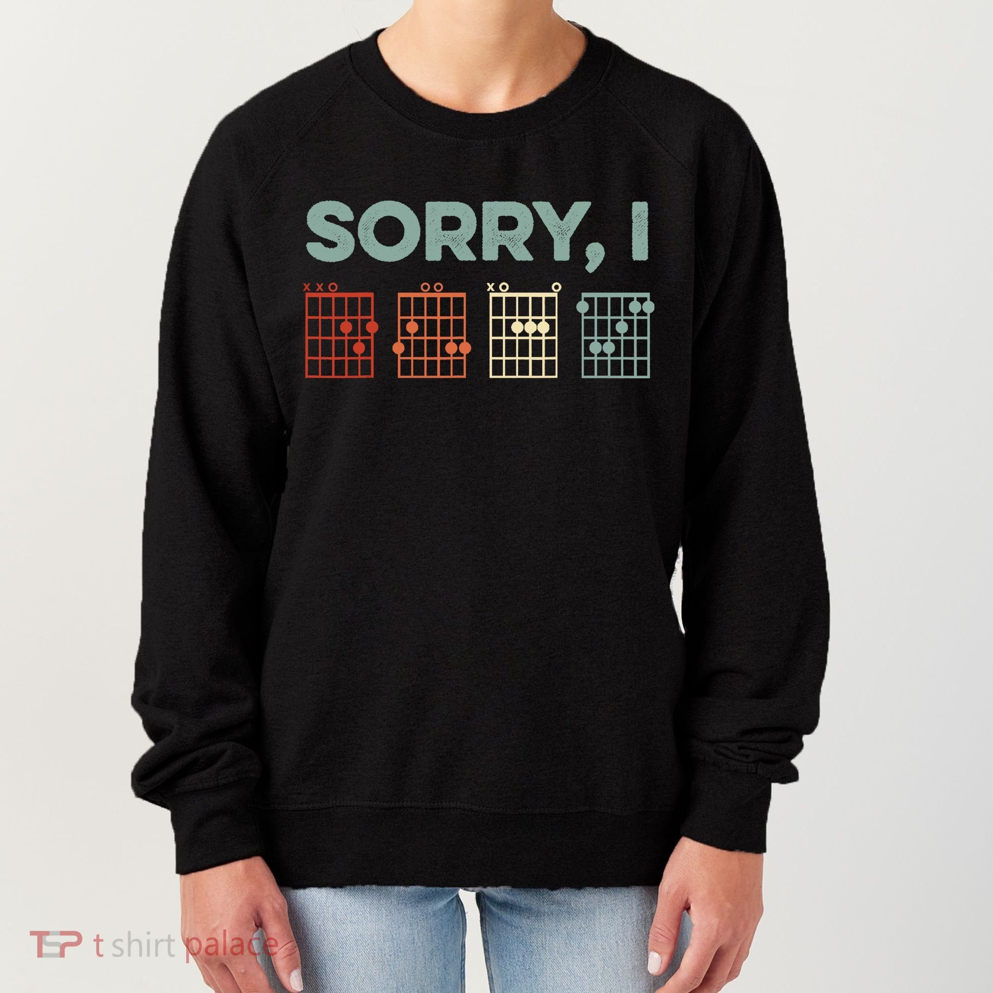 Sorry I-DGAF Hidden Message Guitar Chords Music Note Women's Sweatshirt