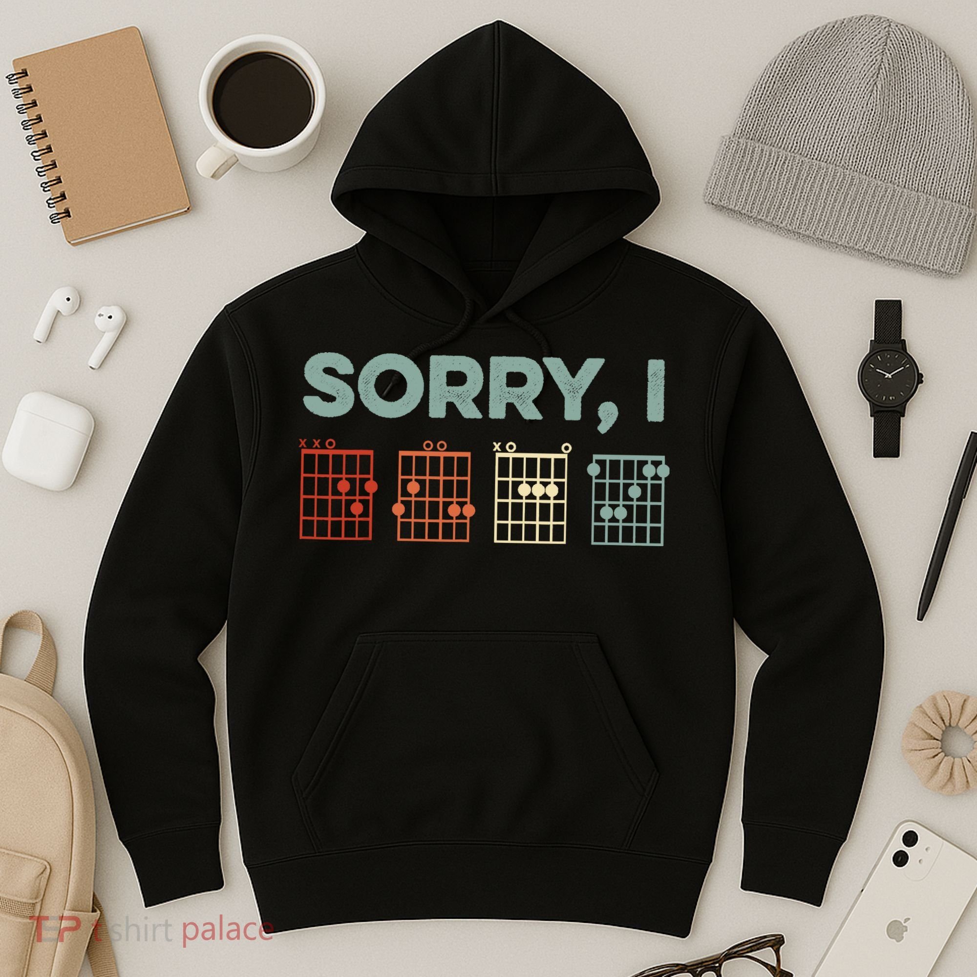 Sorry I-DGAF Hidden Message Guitar Chords Music Note Hoodie