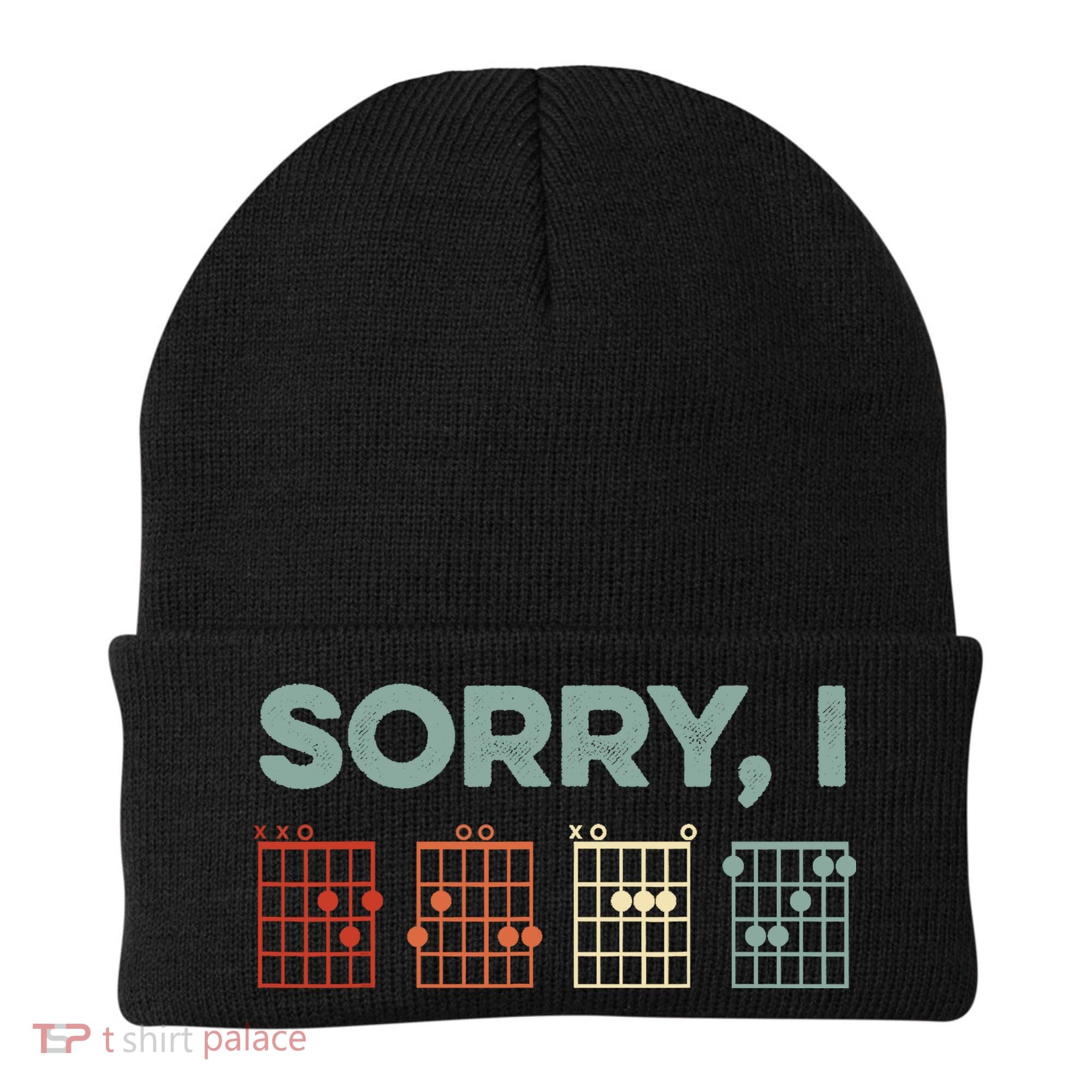 Sorry I-DGAF Hidden Message Guitar Chords Music Note Beanie