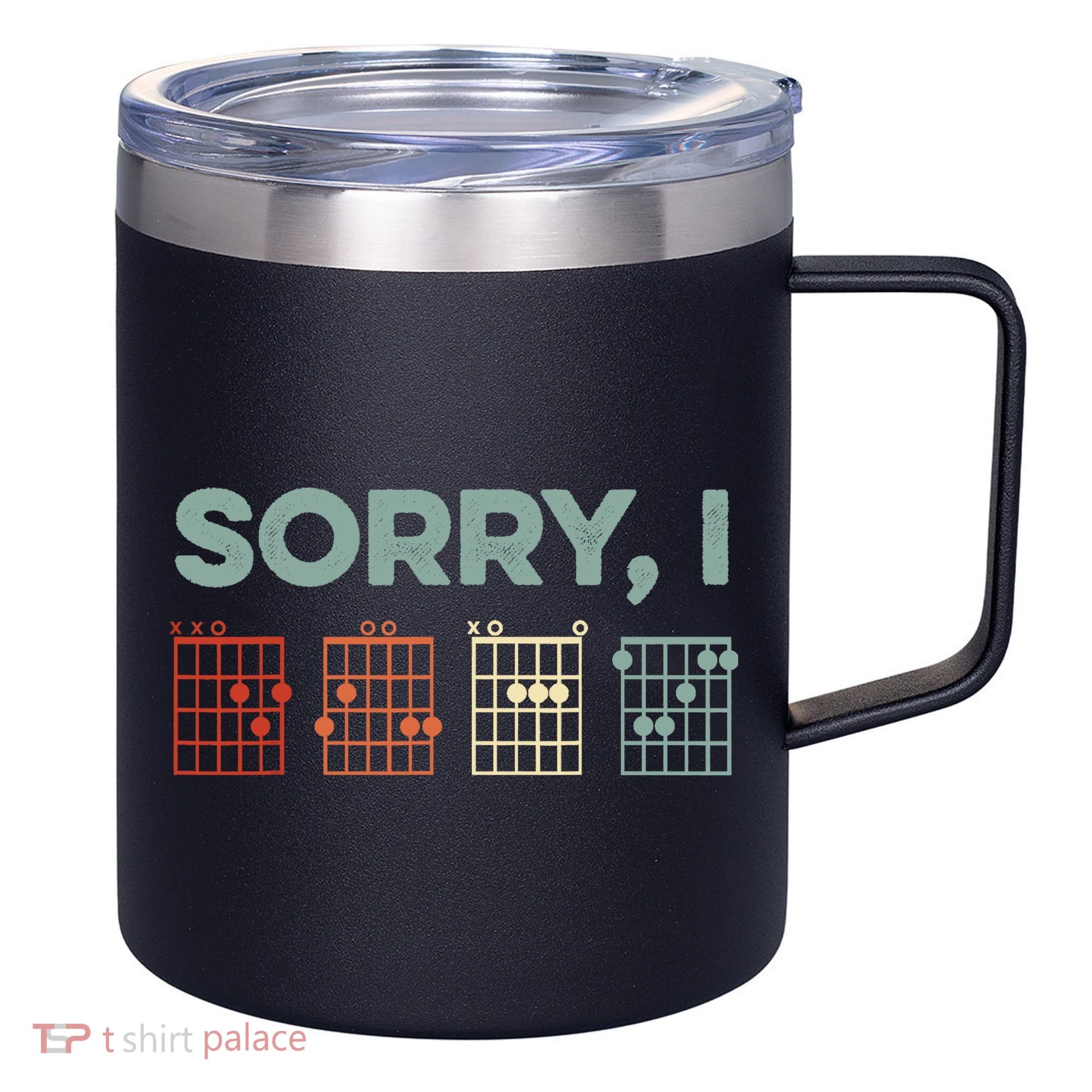 Sorry I-DGAF Hidden Message Guitar Chords Music Note 12oz Stainless Steel Coffee Mug