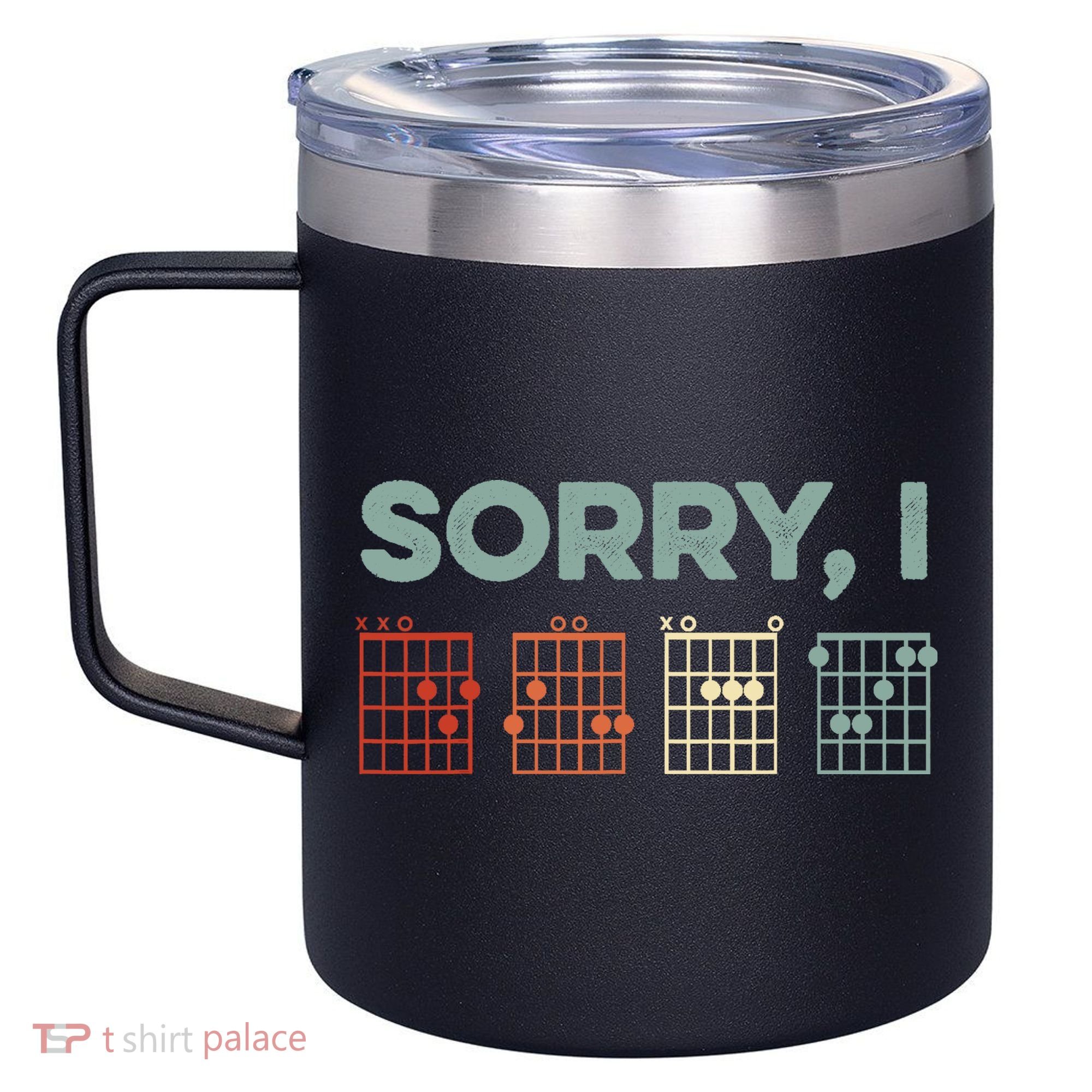 Sorry I-DGAF Hidden Message Guitar Chords Music Note 12oz Stainless Steel Coffee Mug