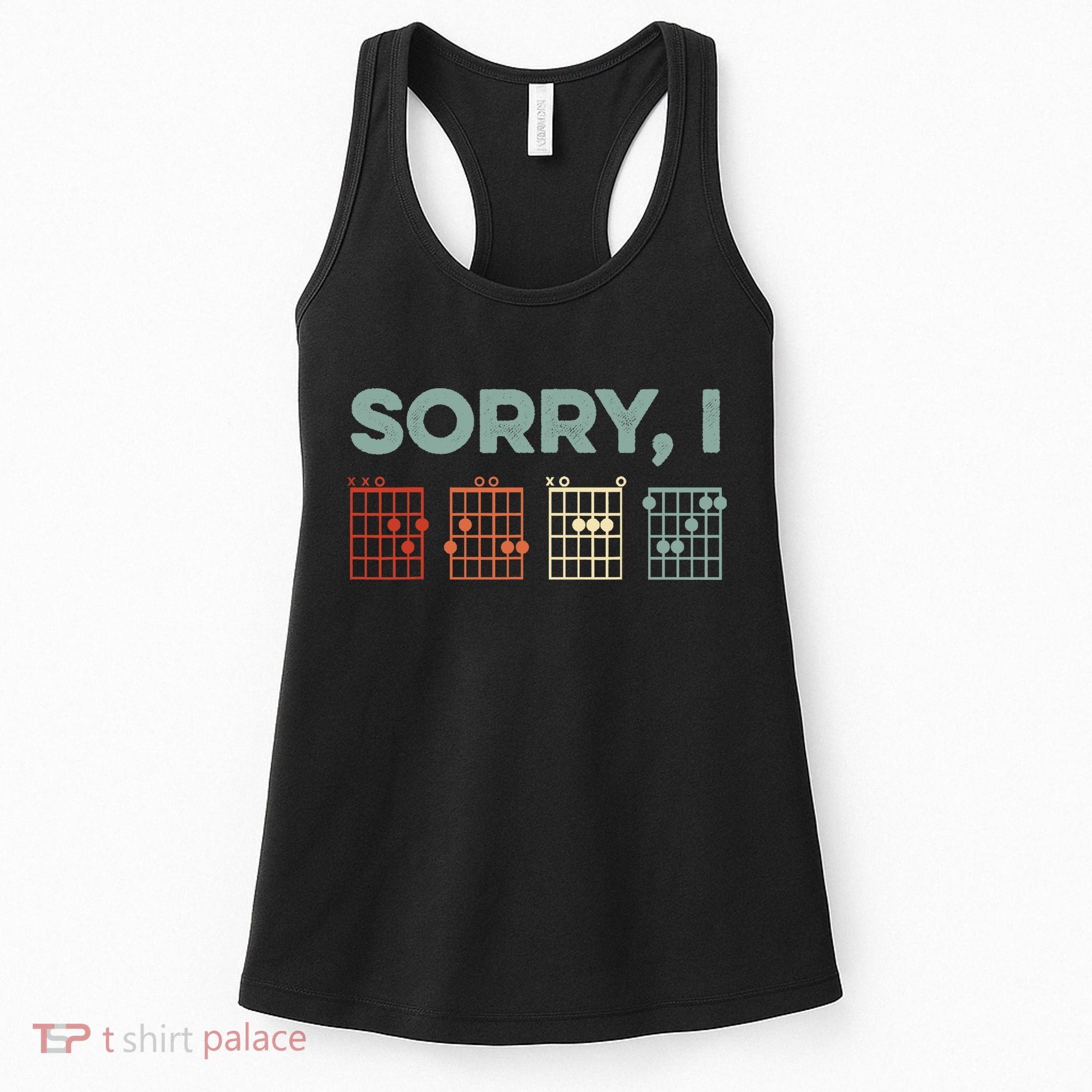 Sorry I-DGAF Hidden Message Guitar Chords Music Note Women's Tank Top