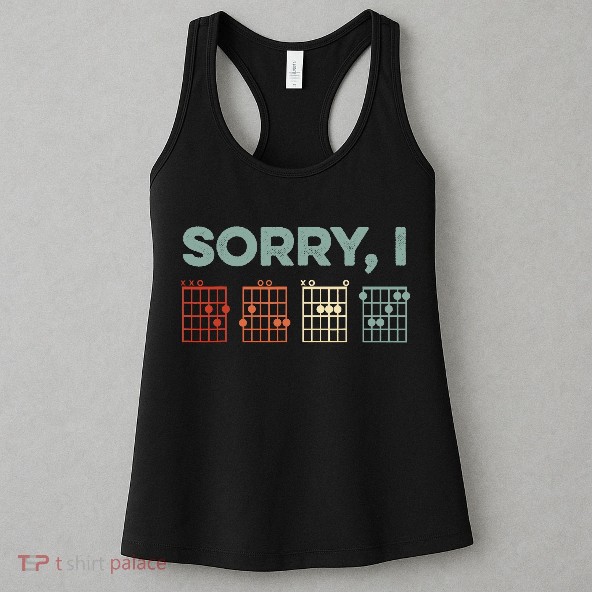 Sorry I-DGAF Hidden Message Guitar Chords Music Note Women's Tank Top
