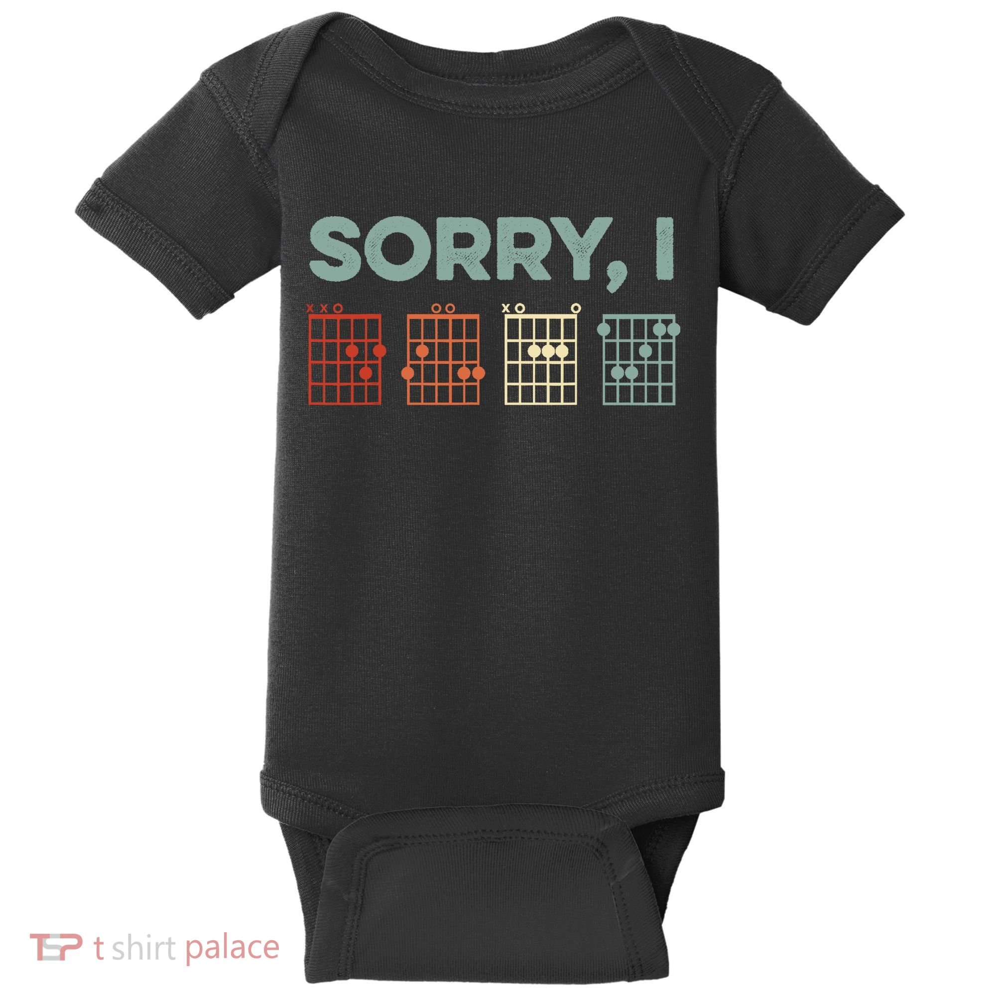 Sorry I-DGAF Hidden Message Guitar Chords Music Note Baby Bodysuit