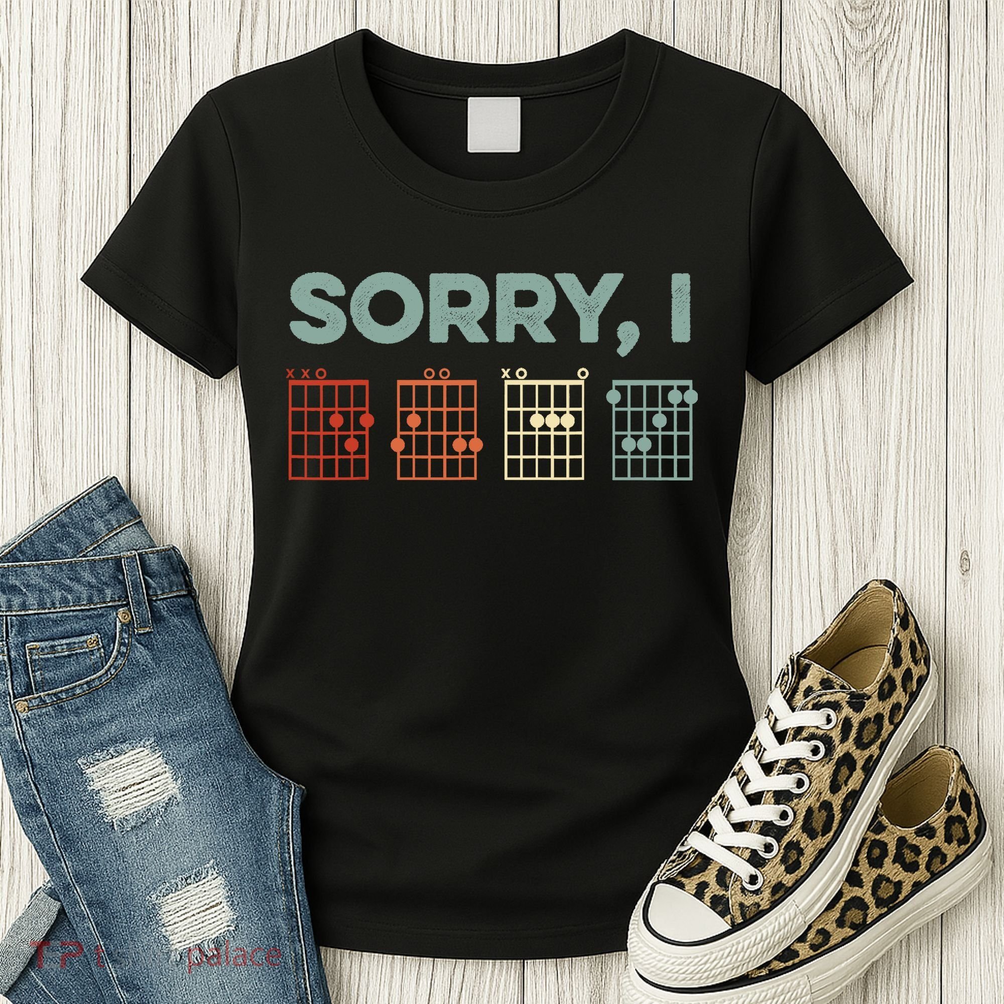 Sorry I-DGAF Hidden Message Guitar Chords Music Note Women's T-Shirt