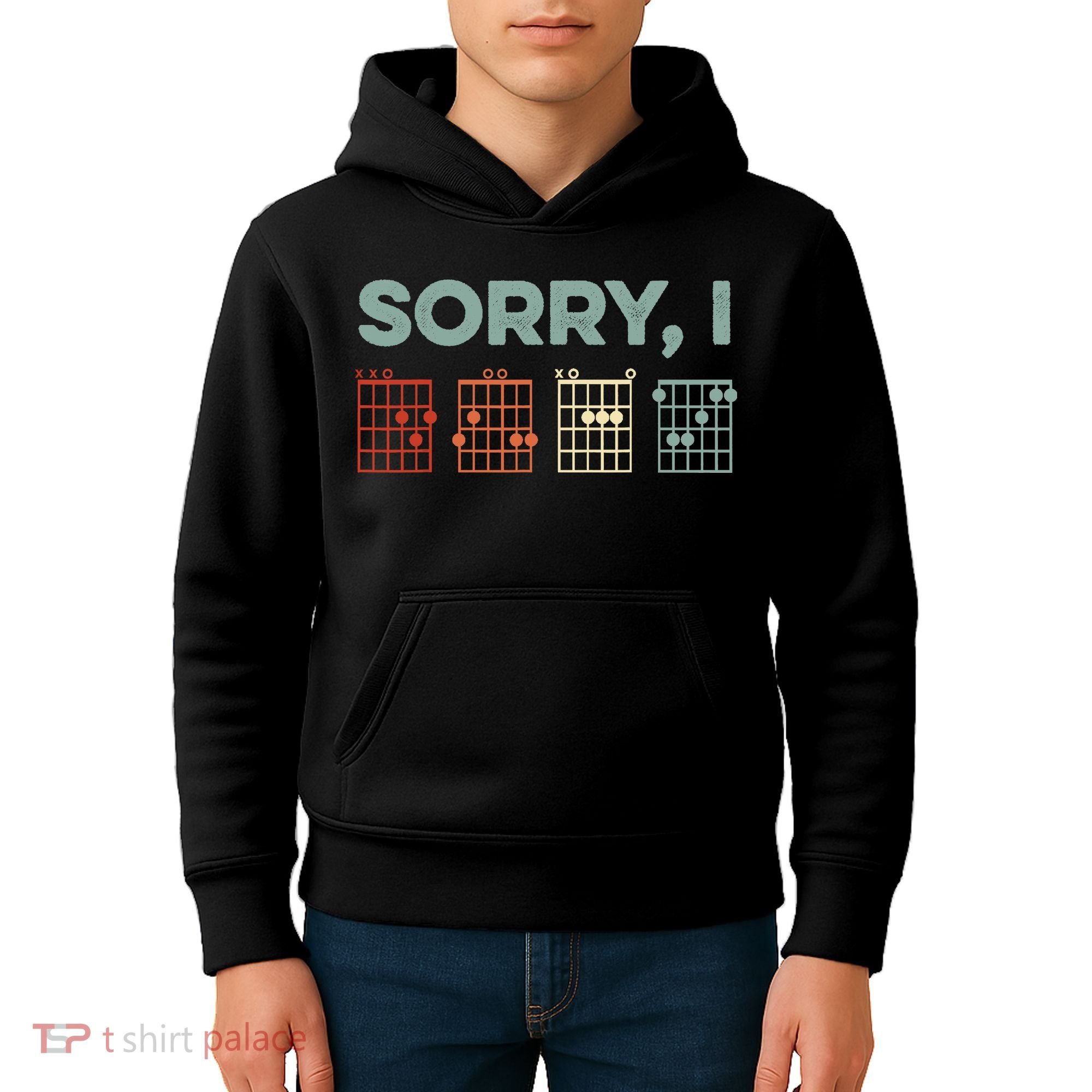 Sorry I-DGAF Hidden Message Guitar Chords Music Note Kids Hoodie