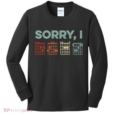 Sorry I-DGAF Hidden Message Guitar Chords Music Note Kids Long Sleeve Shirt