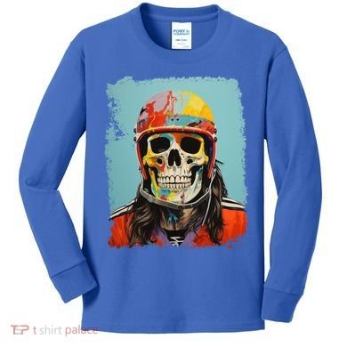 Skeleton Ice Hockey Great Gift Kids Long Sleeve Shirt