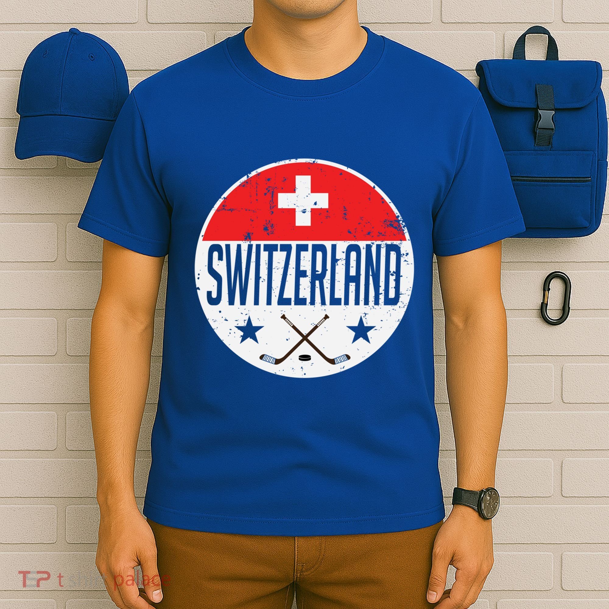 Switzerland Ice Hockey Flag Jersey Supporter Swiss Fan Cute Gift T-Shirt