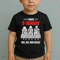 Skeleton I Have 3 Moods IDK IDC And IDGAF Toddler T-Shirt thumb 2
