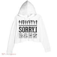 Sorry IDGAF Hidden Message Music Note Dgaf Guitar Chords Crop Fleece Hoodie thumb 0