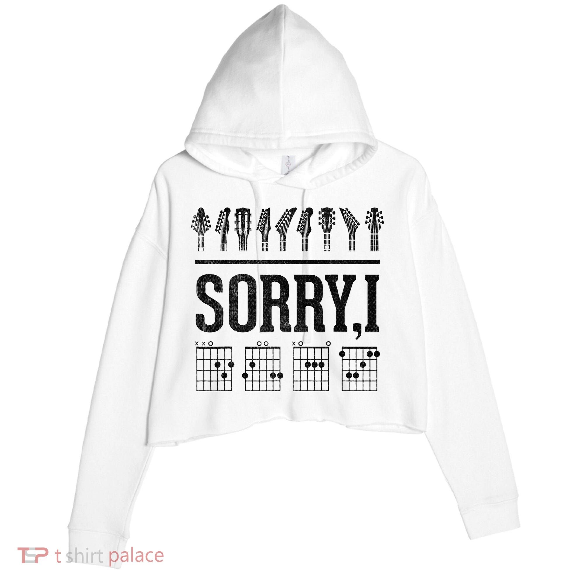 Sorry IDGAF Hidden Message Music Note Dgaf Guitar Chords Crop Fleece Hoodie