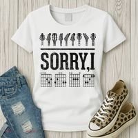 Sorry IDGAF Hidden Message Music Note Dgaf Guitar Chords Women's T-Shirt thumb 3