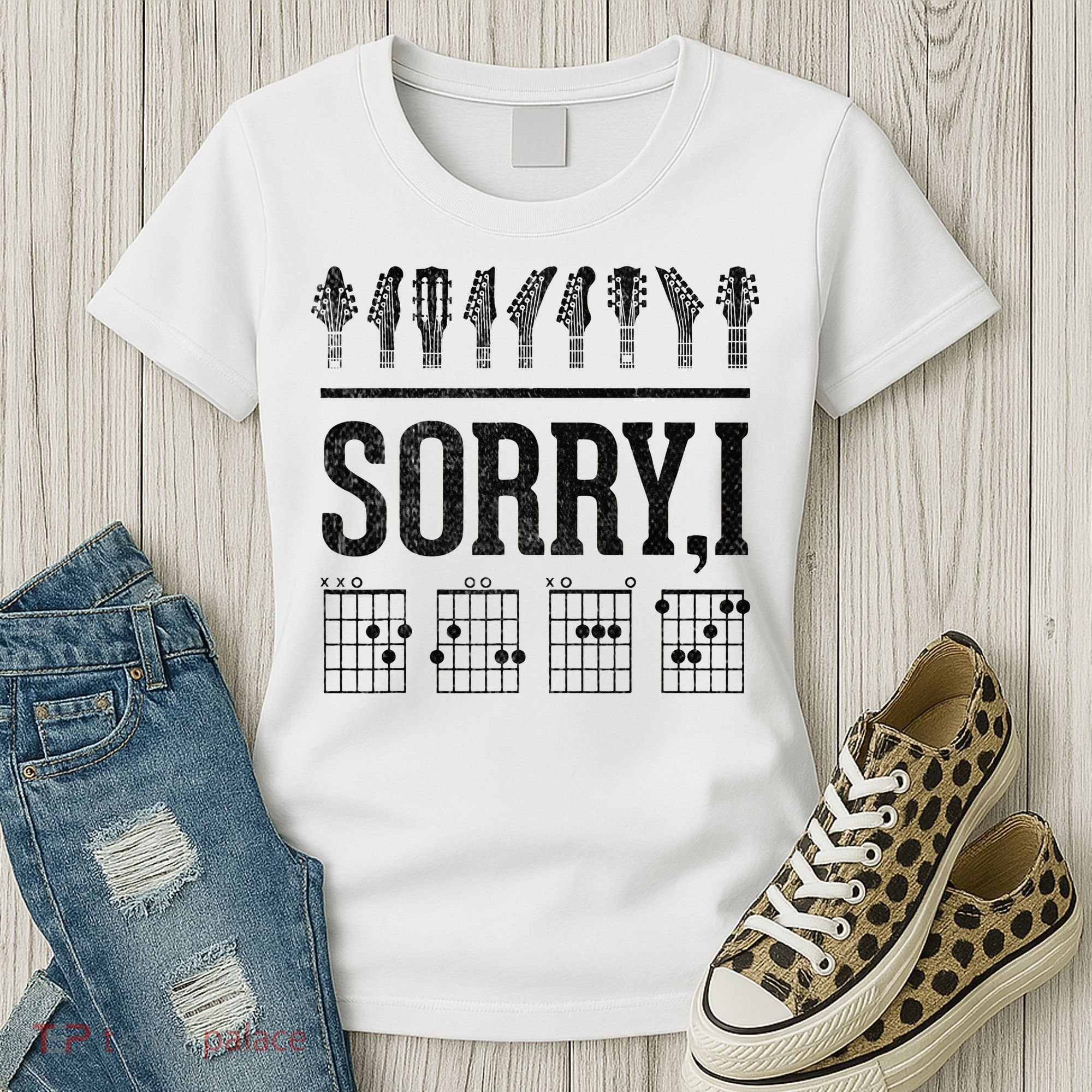 Sorry IDGAF Hidden Message Music Note Dgaf Guitar Chords Women's T-Shirt