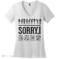 Sorry IDGAF Hidden Message Music Note Dgaf Guitar Chords Women's V-Neck T-Shirt thumb 0