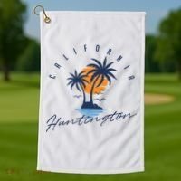 Summer In Huntington Beach Californa Golf Towel thumb 1