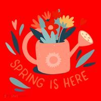 Spring Is Here Gardening Floral Santa Hat thumb 1