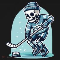 Skeleton Ice Hockey Button thumb 1
