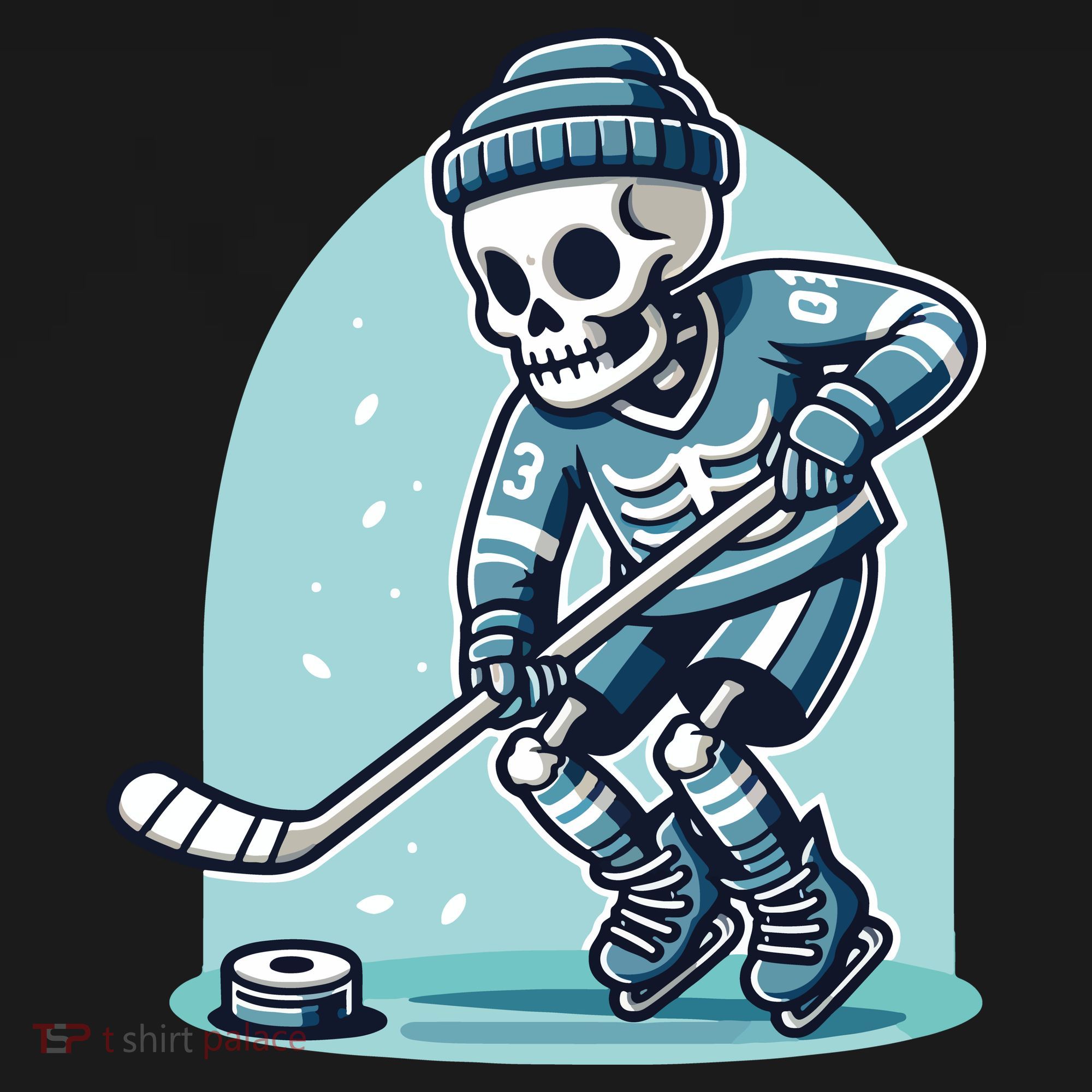 Skeleton Ice Hockey Button