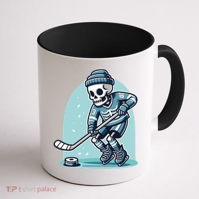 Skeleton Ice Hockey Coffee Mug back