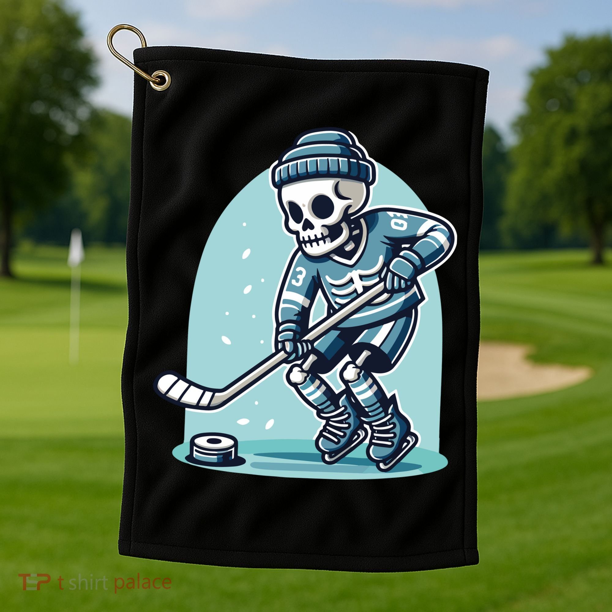 Skeleton Ice Hockey Golf Towel