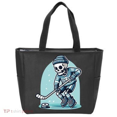 Skeleton Ice Hockey Tote Bag