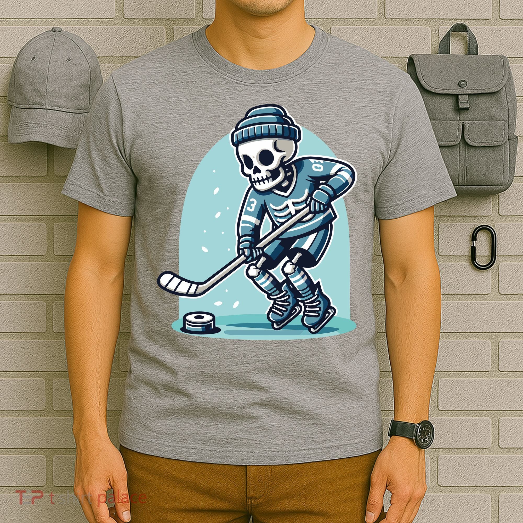 Skeleton Ice Hockey T-Shirt
