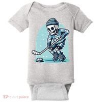 Skeleton Ice Hockey Baby Bodysuit thumb 0