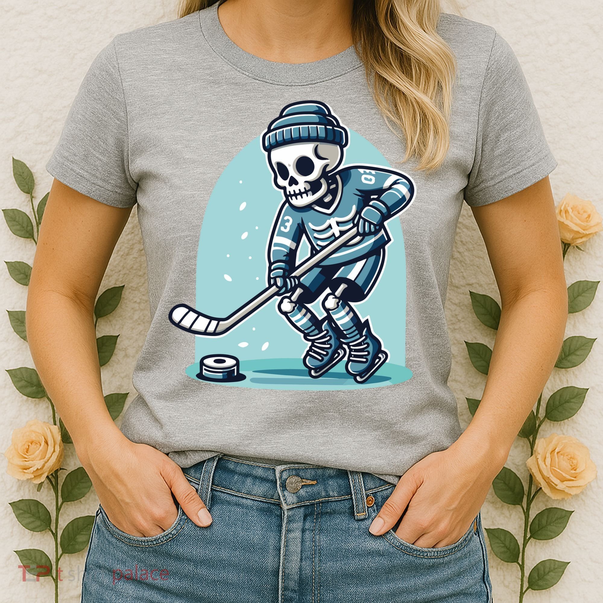 Skeleton Ice Hockey Women's T-Shirt