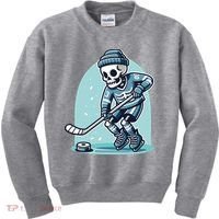 Skeleton Ice Hockey Kids Sweatshirt thumb 0