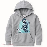 Skeleton Ice Hockey Kids Hoodie thumb 0