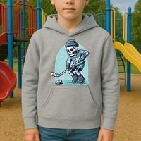 Skeleton Ice Hockey Kids Hoodie thumb 2