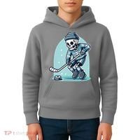 Skeleton Ice Hockey Kids Hoodie thumb 4