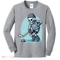 Skeleton Ice Hockey Kids Long Sleeve Shirt thumb 0