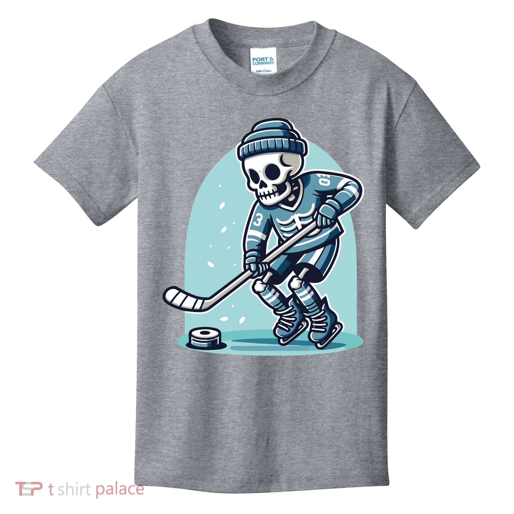 Skeleton Ice Hockey Kids T-Shirt