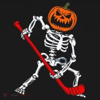 Skeleton Ice Hockey Halloween Pumpkin Hockey Women's Hoodie thumb 2