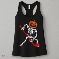 Skeleton Ice Hockey Halloween Pumpkin Hockey Women's Tank Top thumb 3