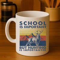 School Is Important But Hunting Is Importanter Deer Hunting Coffee Mug thumb 4