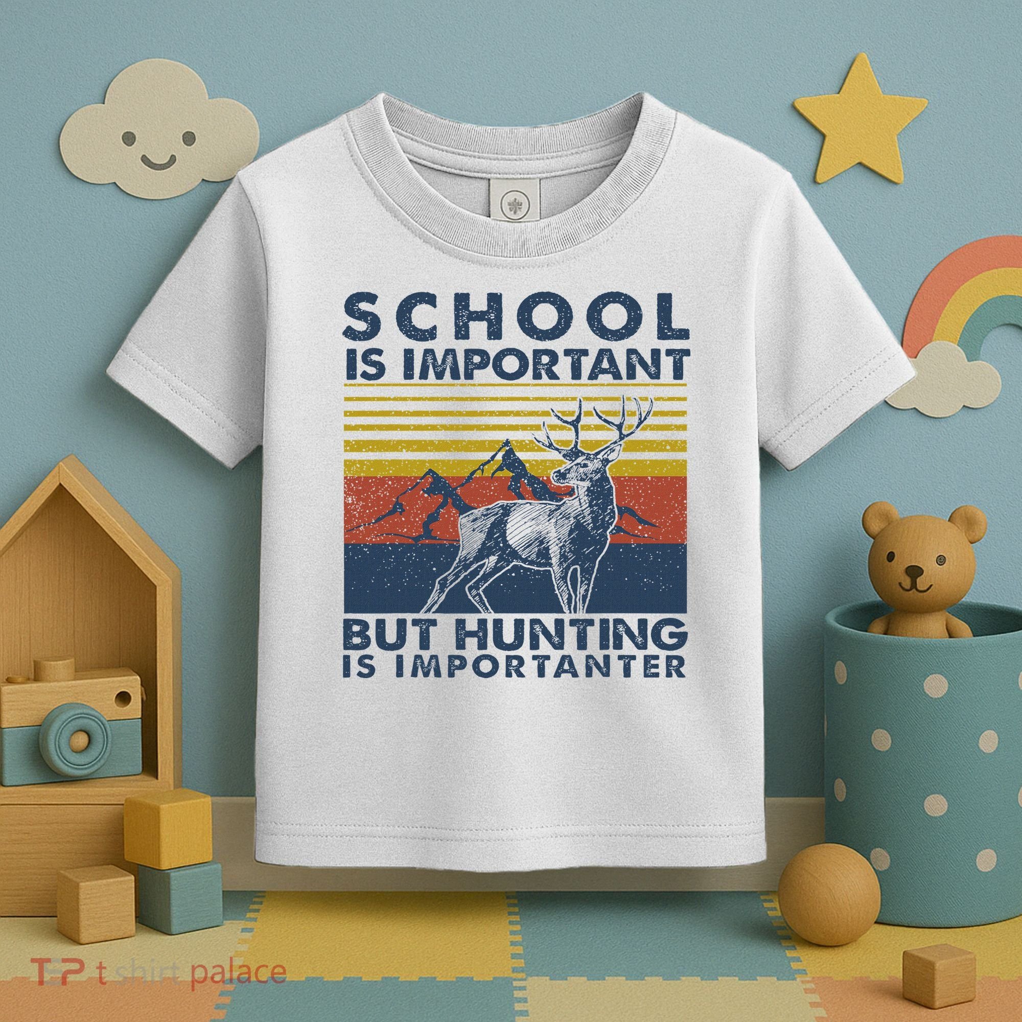 School Is Important But Hunting Is Importanter Deer Hunting Toddler T-Shirt
